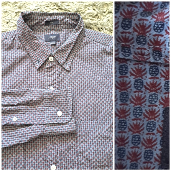 J crew | Blue and red pineapple print dress shirt slim fit - Picture 1 of 11